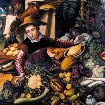 Pieter Aertsen : Market Woman with Vegetable Stall